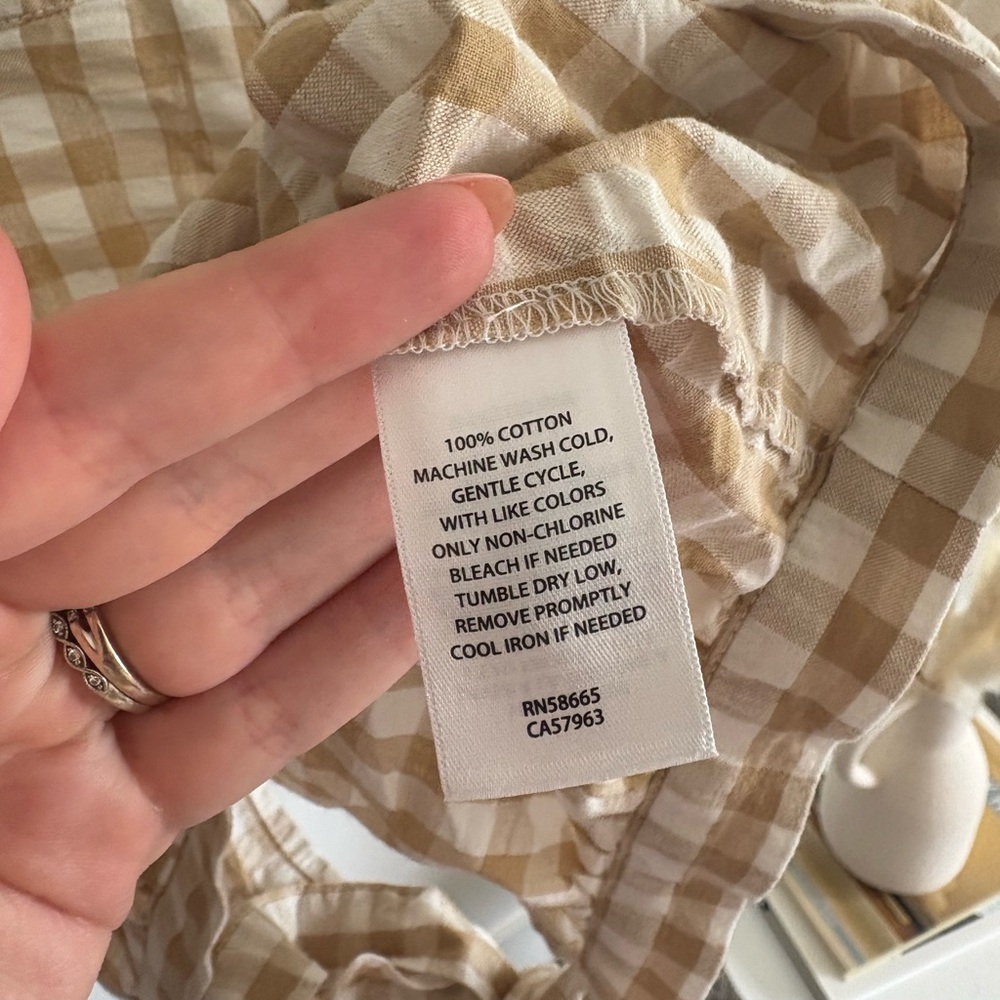 Nordstrom BP Gingham Puff Sleeve Crop Top - Size small - Picture 4 of 5